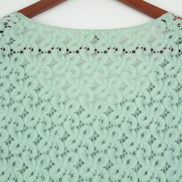 Fossil Mint Green Scoop Neck Lace Top Women's XS - Picture 3 of 6
